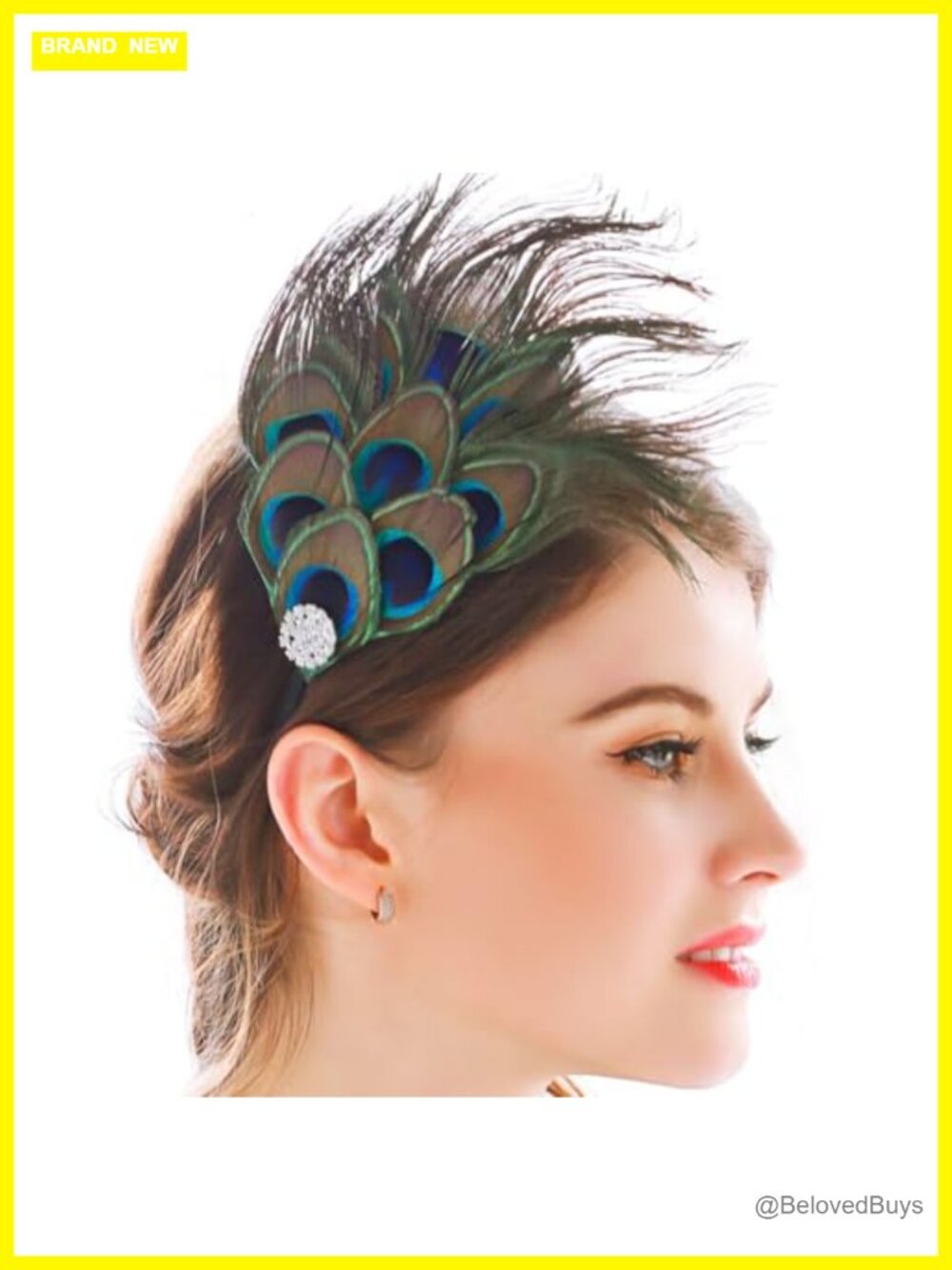 Feather Rhinestone Headband Flapper 1920s Costume Hair Accessory